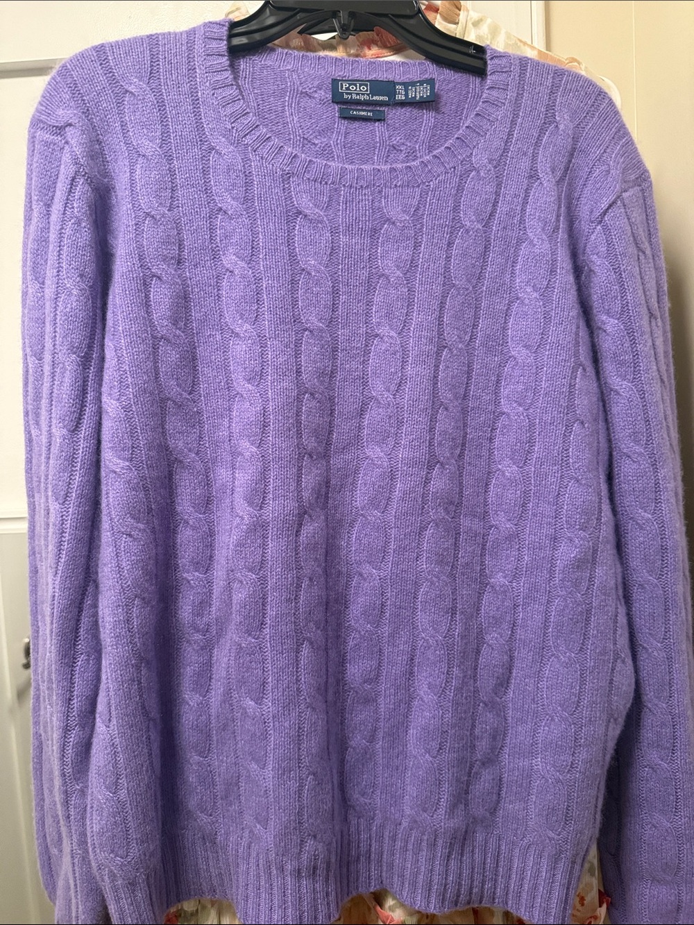 Polo by Ralph Lauren 100% Cashmere Lavender Lilac Purple Cable-Knit Sweater